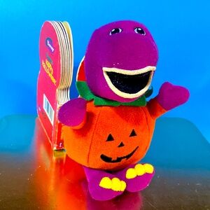 BARNEY THE PURPLE DINOSAUR VTG 2000 HAPPY HALLOWEEN PLUSH & BOARD BOOK